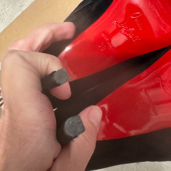 Christian Louboutin Gorgona 100 Veau Velours Black Bootie Size 38 - Picture 9 of 16